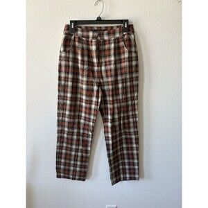 Sugarlips Women’s Hen Plaid Cropped Pants Rust Color Size Medium NWT $79